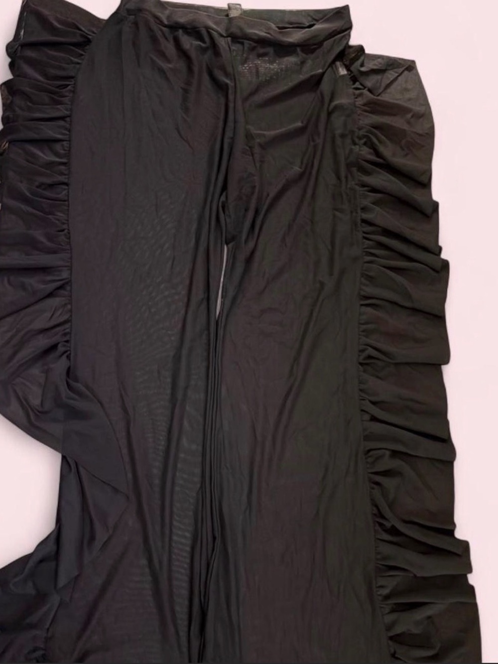 Black Ruffle Maxi Coverall Pant